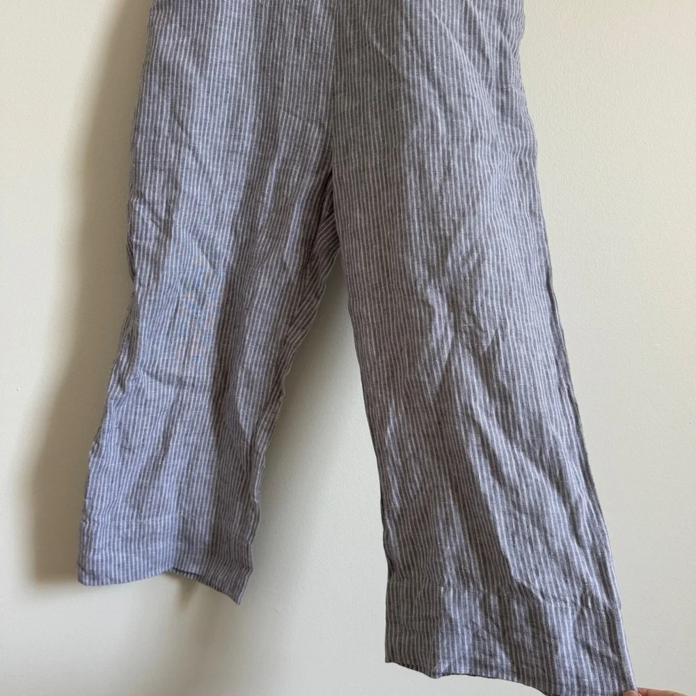 Everlane Linen Jumpsuit Square-neck Size 0 Striped Blue Summer Beach